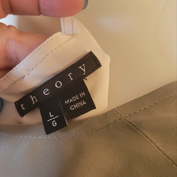 THEORY SILK COLOR BLOCK DRESS LARGE - Picture 11 of 12